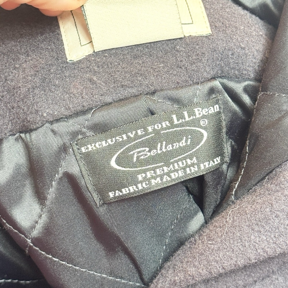 LL Bean Womens Wool Duffel Coat 2X Hooded Toggle Italian Bellandi Purple 284400 - Picture 6 of 13